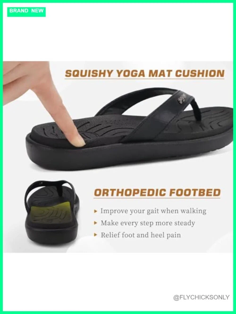 Orthotic Arch Support Yoga Mat Flip Flops Non-Slip Thong Sandals